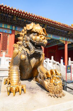 BEIJING, ÇİN - 14 Ekim 2017: Yasak Şehir (Saray Müzesi), Çin imparatorluk sarayı Ming hanedanlığından Qing hanedanlığının sonuna kadar (1420-1912)).
