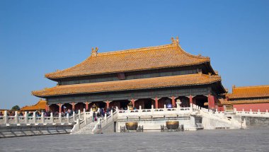 BEIJING, ÇİN - 14 Ekim 2017: Yasak Şehir (Saray Müzesi), Çin imparatorluk sarayı Ming hanedanlığından Qing hanedanlığının sonuna kadar (1420-1912)).