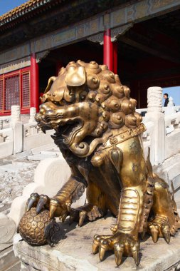 BEIJING, ÇİN - 14 Ekim 2017: Yasak Şehir (Saray Müzesi), Çin imparatorluk sarayı Ming hanedanlığından Qing hanedanlığının sonuna kadar (1420-1912)).