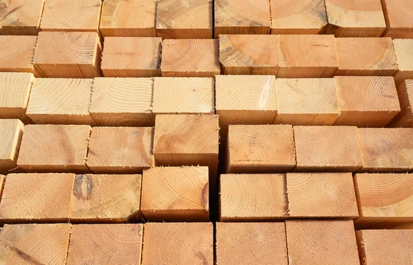 Stack New Wooden Studs Lumber Yard — Stock Photo, Image