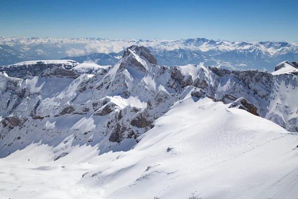 Inverno Nos Alpes Suíços Perto Monte Santis Suíça — Fotografia de Stock