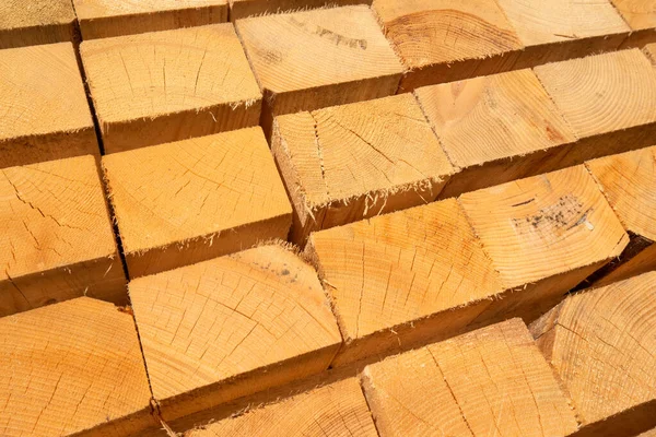 Stack New Wooden Studs Lumber Yard — Stock Photo, Image