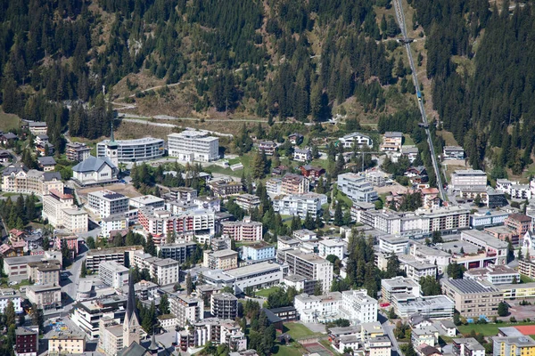 Vue Aérienne Ville Lac Davos Davos Est Ville Suisse Lieu — Photo