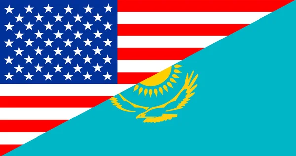 USA-Kasachstan-halb-Flagge — Stockfoto