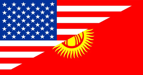 Polovinu vlajka USA Kyrgyzstán — Stock fotografie