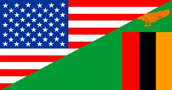 Etats-Unis zambia demi drapeau — Photo