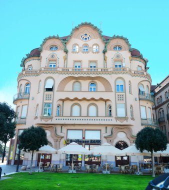 ORADEA, ROMANIA - 08.09.2020: Black Eagle Palace landmark architecture clipart