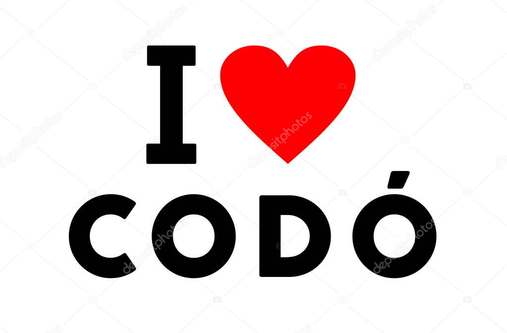 I love Codo city like heart travel tourism symbol