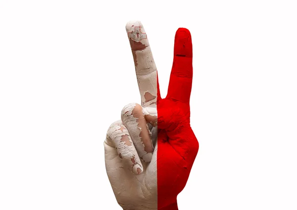 Hand, die das V-Zeichen macht — Stockfoto