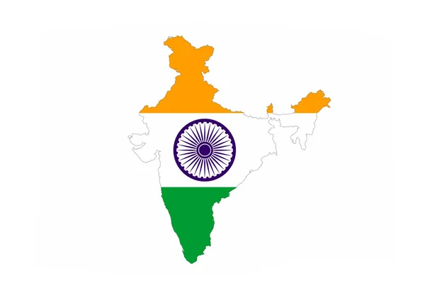 Indien Flagge Karte — Stockfoto