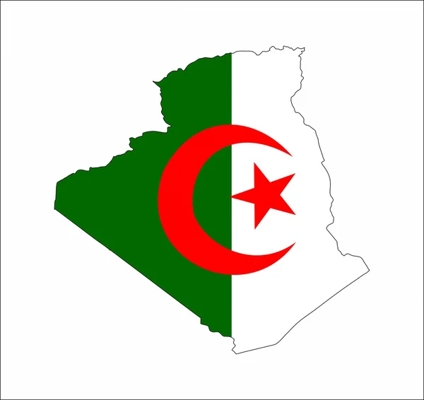 阿尔及利亚国旗地图 — 图库照片