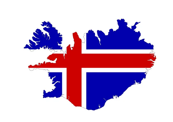 Islandská vlajka mapa — Stock fotografie
