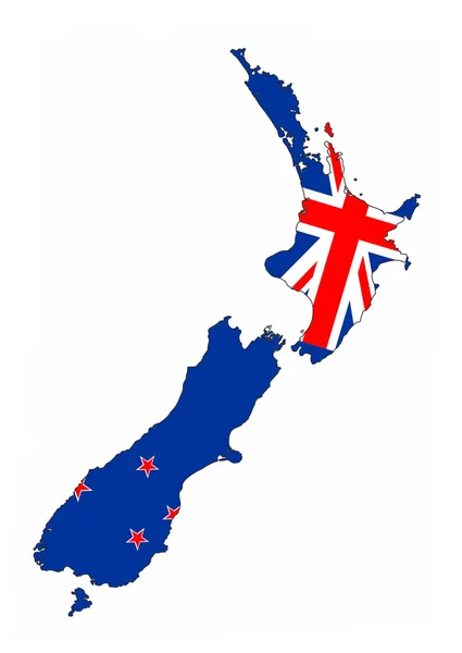 New zealand flag map — Stock Photo, Image