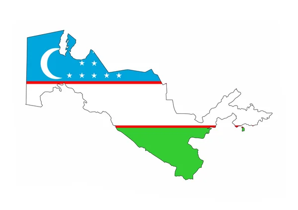 Uzbekistan flag map — Stock Photo, Image