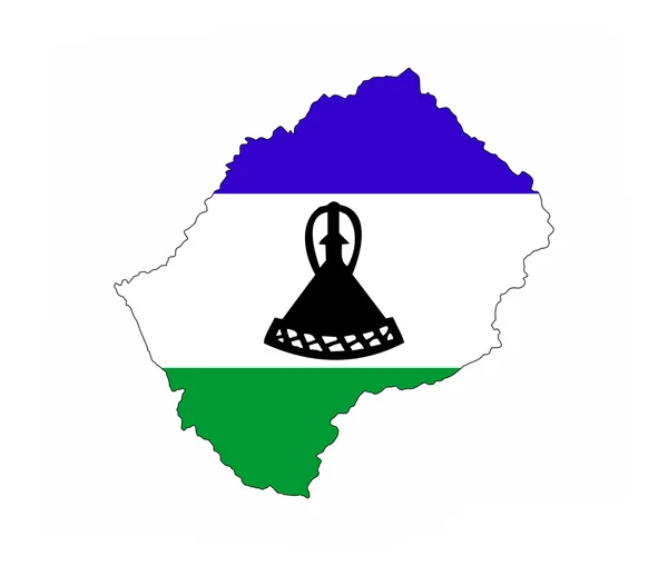 Lesothos flagga karta — Stockfoto