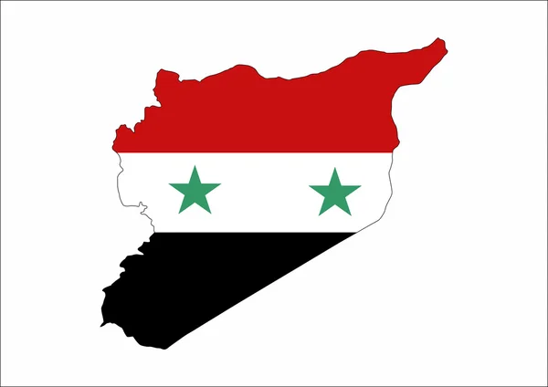 Syrien flagga karta — Stockfoto