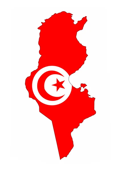 Tunisia flag map — Stock Photo, Image