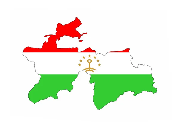 Tádžikistán vlajka mapa — Stock fotografie