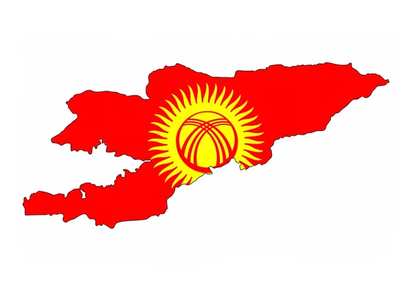 Mapa vlajka Kyrgyzstánu — Stock fotografie