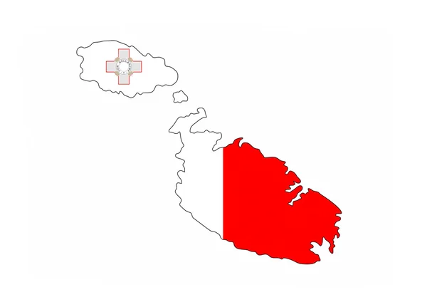 Malta bayrağı Haritası — Stok fotoğraf