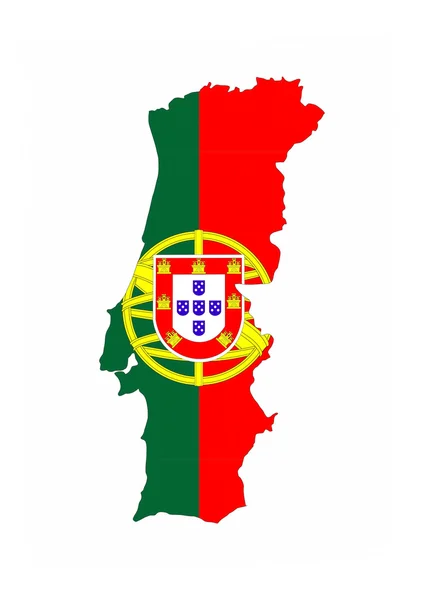 Flaga Portugalii mapa — Zdjęcie stockowe