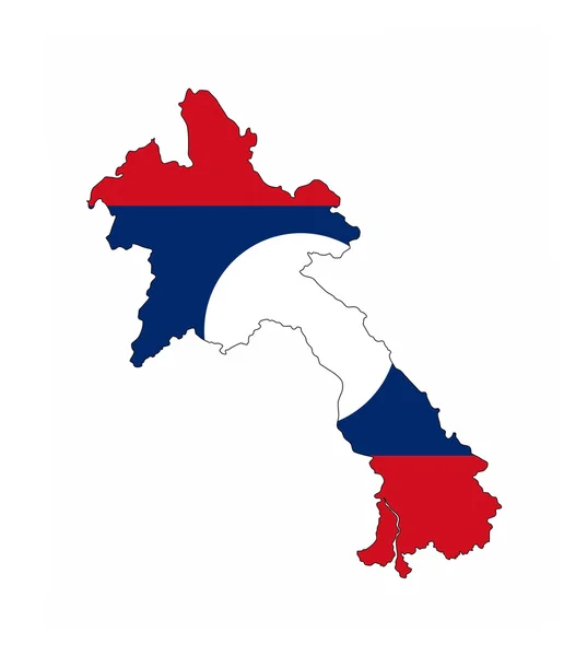 Mapa vlajka Laosu — Stock fotografie