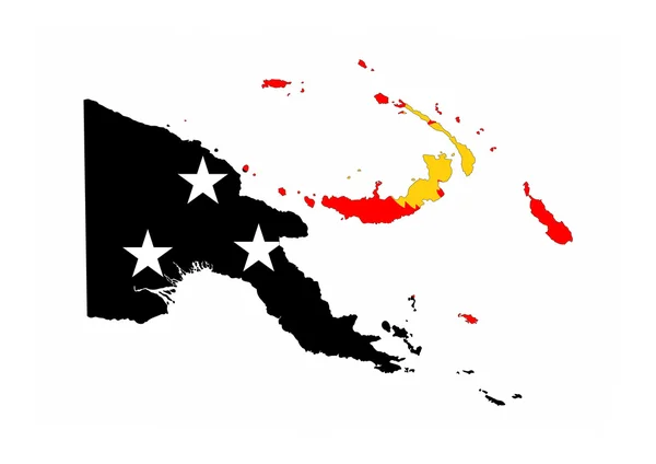 Papua-Neuguinea Flagge Karte — Stockfoto