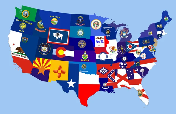 Usa states flag map — Stock Photo, Image