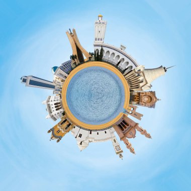 Cezayir şehri Cezayir. Küçük gezegen simgesi çizimi.