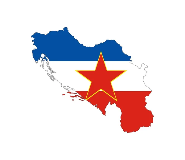 Mapa da bandeira yugoslavia — Fotografia de Stock