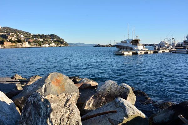 Portofino Küste und Boote — Stockfoto