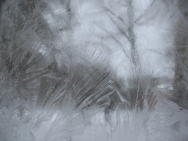 Frosty pattern on winter window — Stock Photo, Image