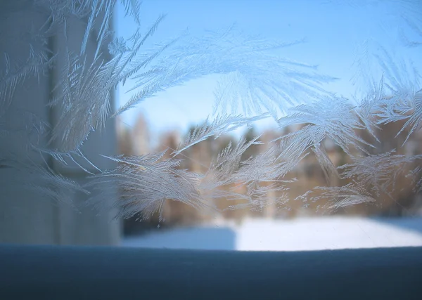 얼어붙은 겨울 창 — 스톡 사진