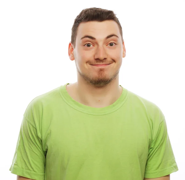 Happy young man in green t-shirt — Stock Photo, Image