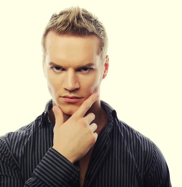 Handsome man in black shirt — Stock Photo, Image