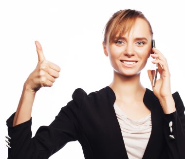Cep telefonlu genç iş kadını