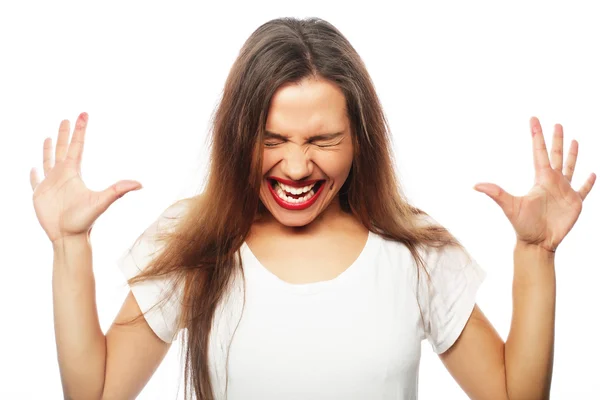 Frustrated and angry woman screaming. — Stock Photo, Image