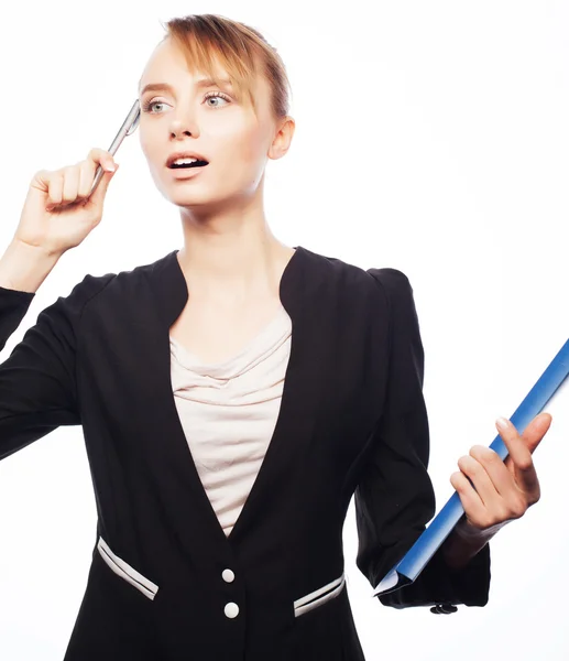 Businesswoman with folders — Stock Photo, Image