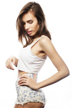 Genç güzel hipster kadın moda portre