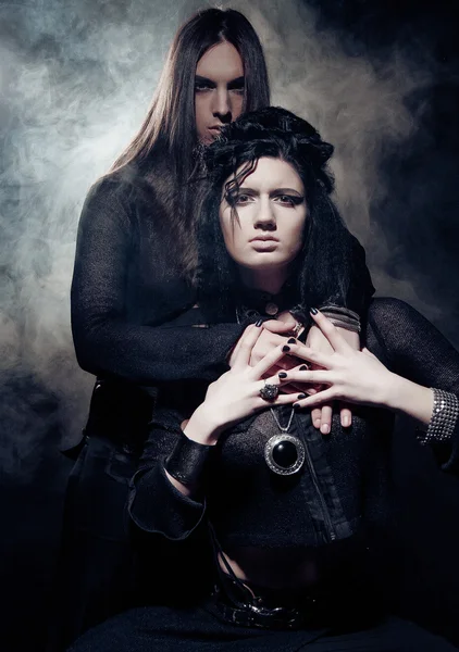 Romantic portrait of young gothic couple — Stock Photo, Image