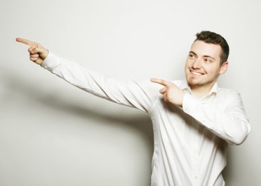 sağ tarafında parmak ile iş adamı Puan