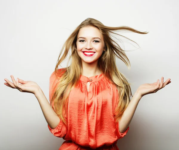 Young cute smiling blond girl — Stock Photo, Image