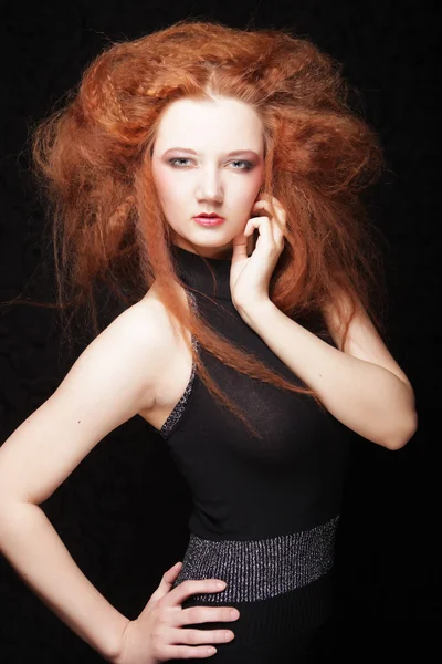 Redhair woman with creative hairstyle — Stock Photo, Image