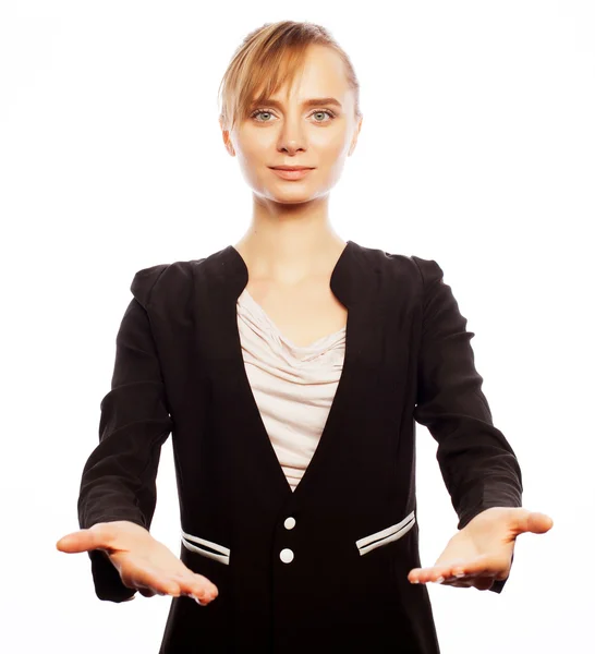 Smiling business woman welcoming — Stock Photo, Image