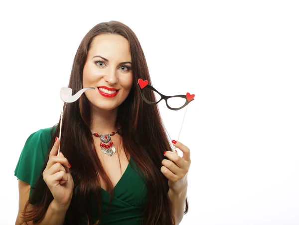 Giocoso giovane donna pronta per la festa — Foto Stock