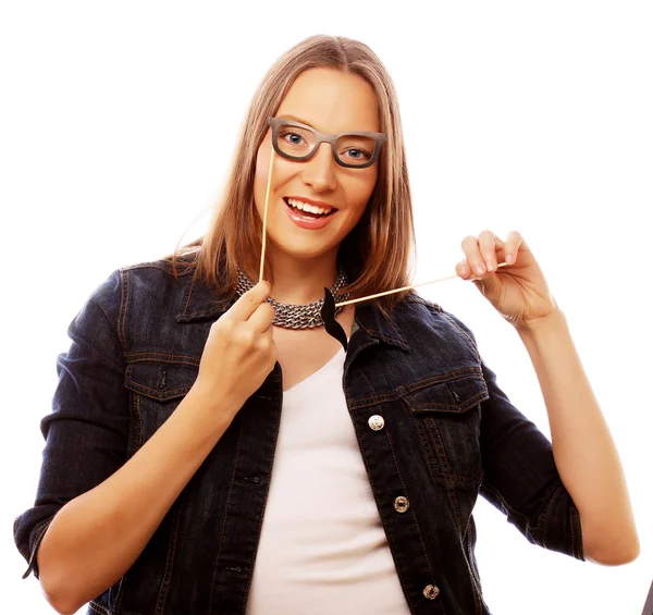 Playful young woman ready for party — Stock Photo, Image