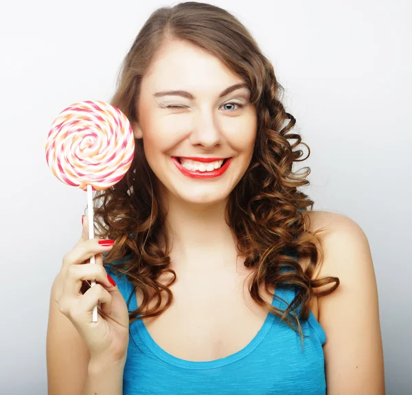 Ung sexuell kvinna med lollipop — Stockfoto