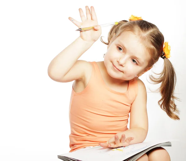 Menina desenho isolado no branco — Fotografia de Stock