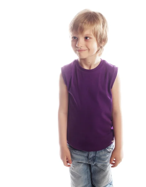 Little boy over white background — Stock Photo, Image