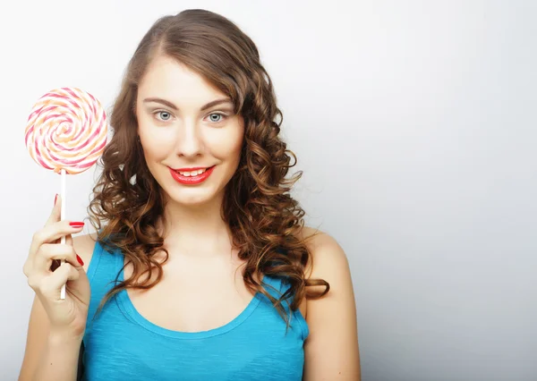 Ung sexuell kvinna med lollipop — Stockfoto